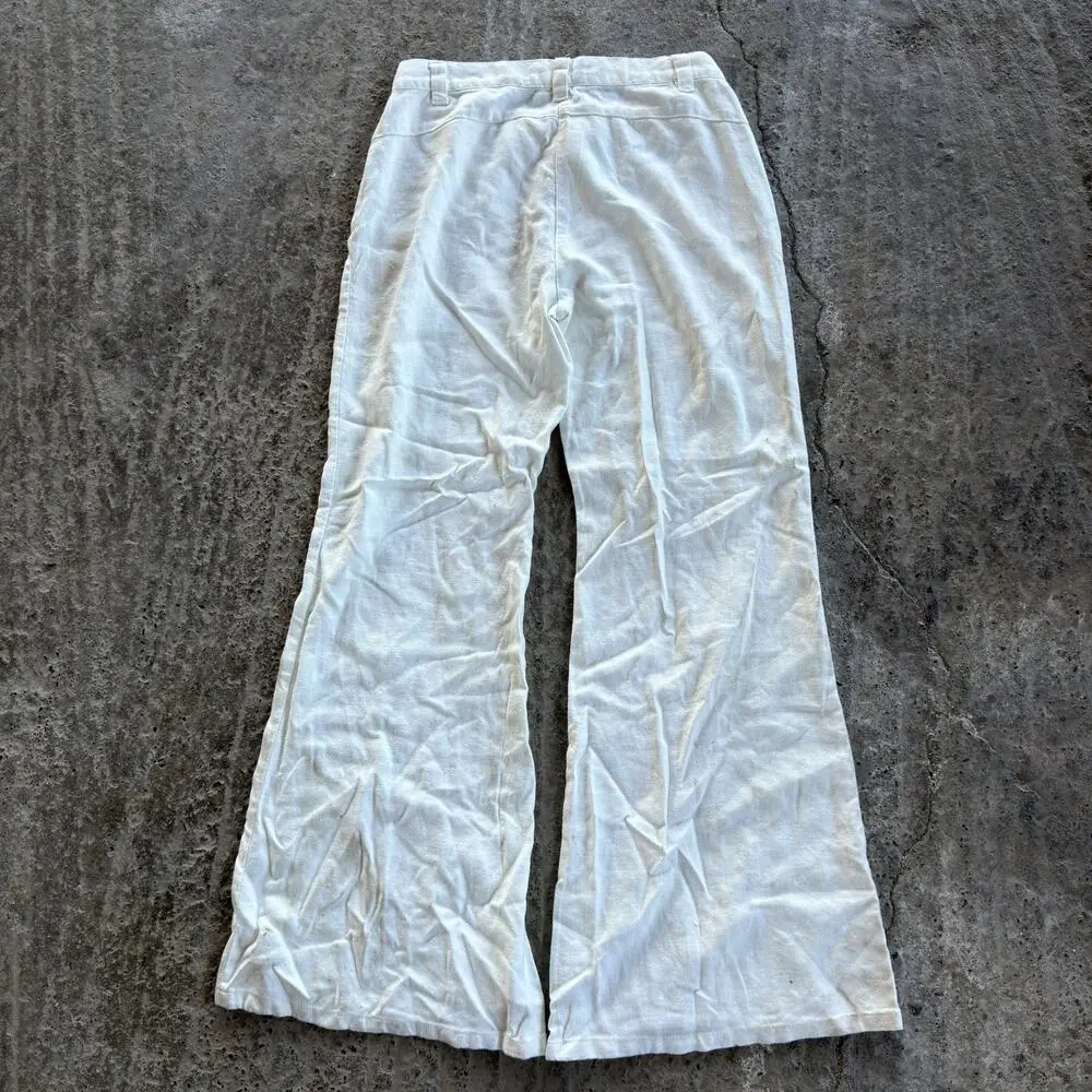 Brandy Melville White Cotton Flared Parachute Bootcut 28x30 White 00s